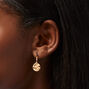 Gold Celestial Disc Pendant Necklace &amp; Huggie Hoop Earrings Set - 2 Pack,