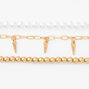 Gold Pearls and Spikes Bracelet Set - 3 Pack,