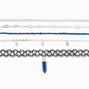 Blue Lapis Mystical Gem &amp; Silver Hamsa Choker Necklaces - 5 Pack,