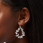 Silver 1.5&quot; Embellished Olive Branch Teardrop Drop Earrings,