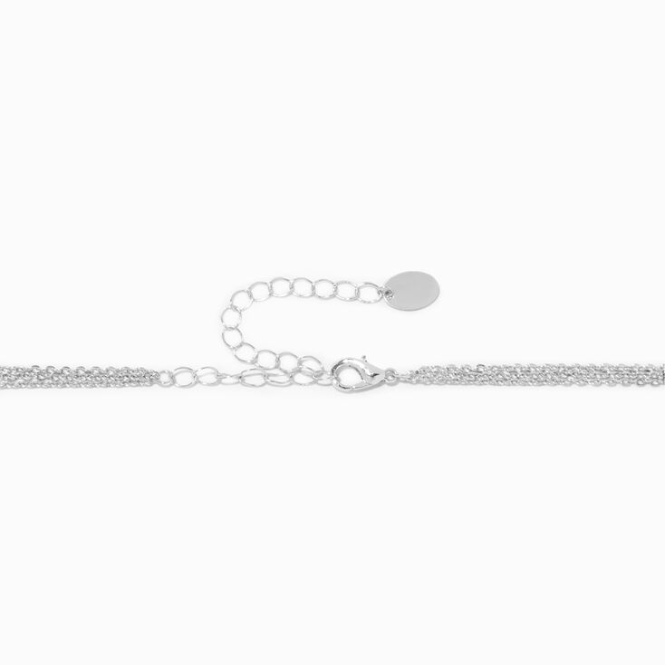 Silver O-Ring Y-Neck Multi-Strand Choker Necklace,