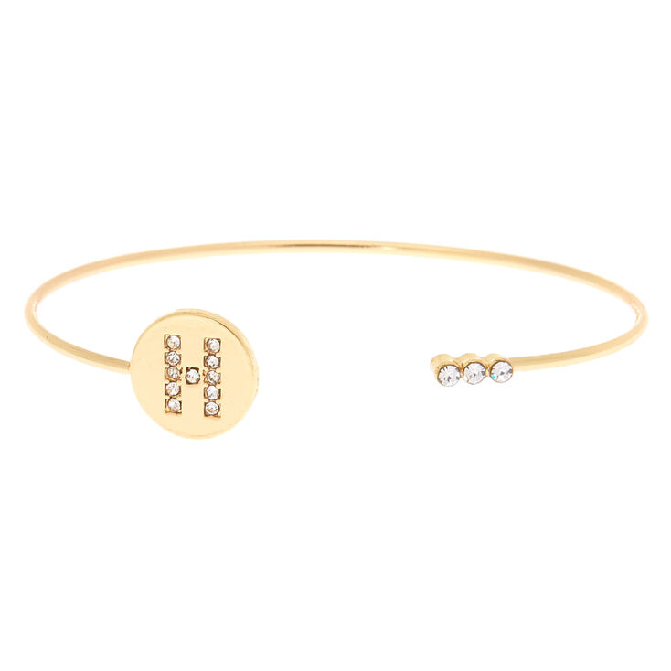 Gold Initial Cuff Bracelet - H,