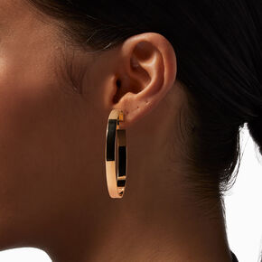 Gold 60MM Flat Wide Clip-On Hoop Earrings,