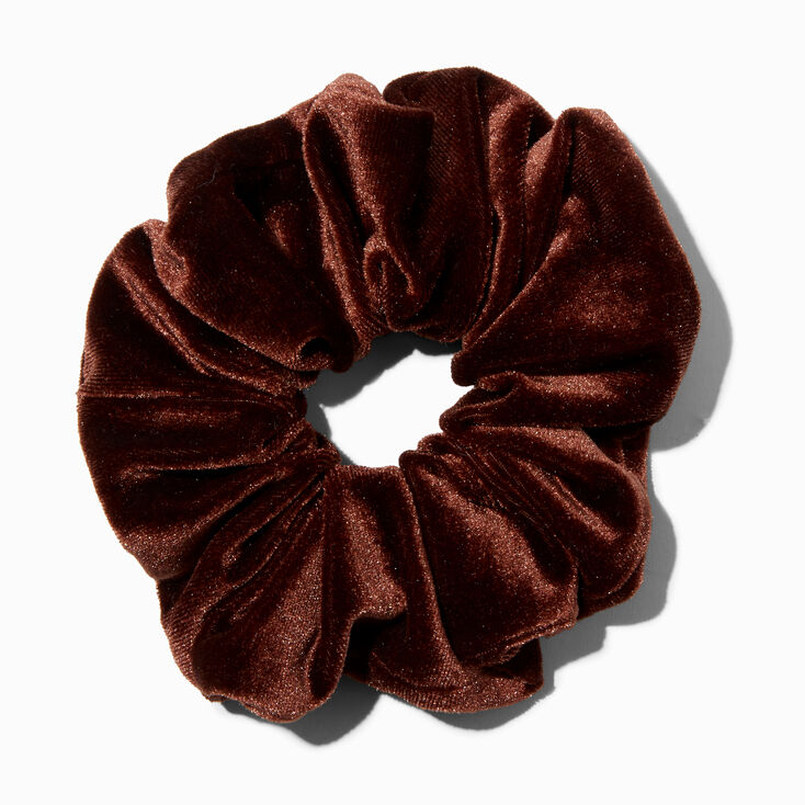 Medium Flat Brown Velvet Hair Scrunchie,