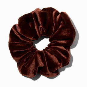 Medium Flat Velvet Hair Scrunchie - Brown,