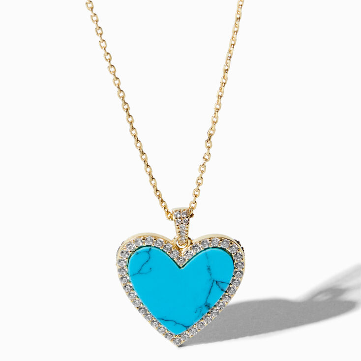 Icing Select 18k Gold Plated Cubic Zirconia Turquoise Heart Pendant Necklace,