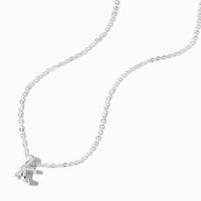 Silver Cursive Lowercase Initial Pendant Necklace - K,