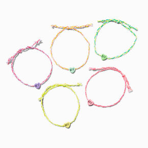 Best Friends Rainbow Heart Braided Bracelets - 5 Pack,