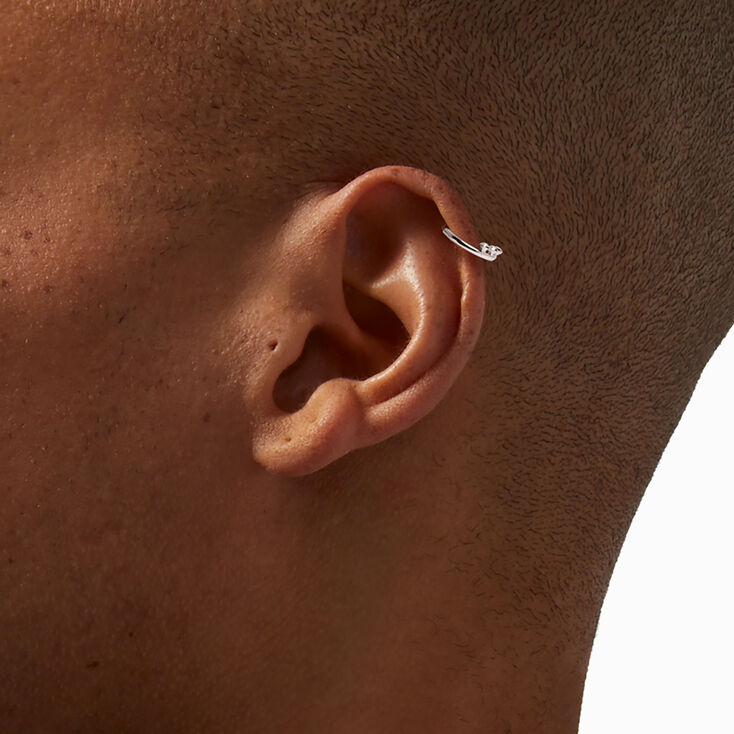 Silver 22G Crystal Trio Cartilage Clicker Earring,