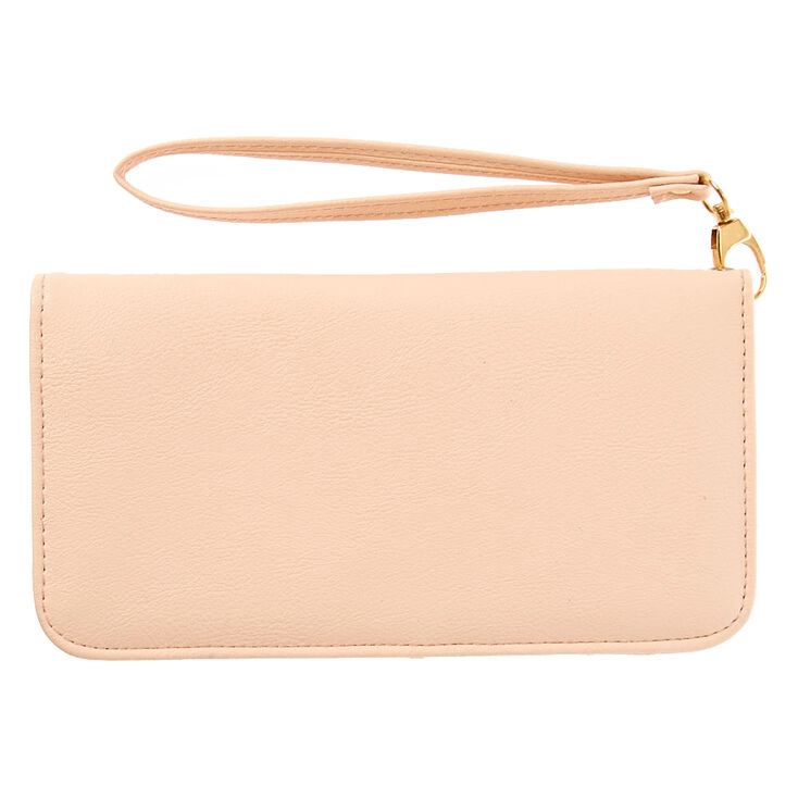 Blush Pink Faux Leather Wristlet,