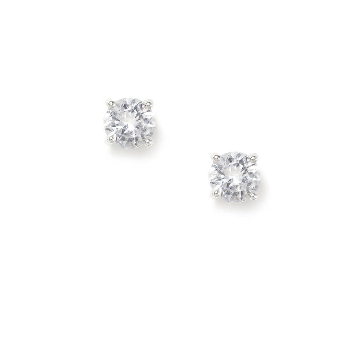 ICING Select Sterling Silver 5MM Cubic Zirconia Round Stud Earrings,