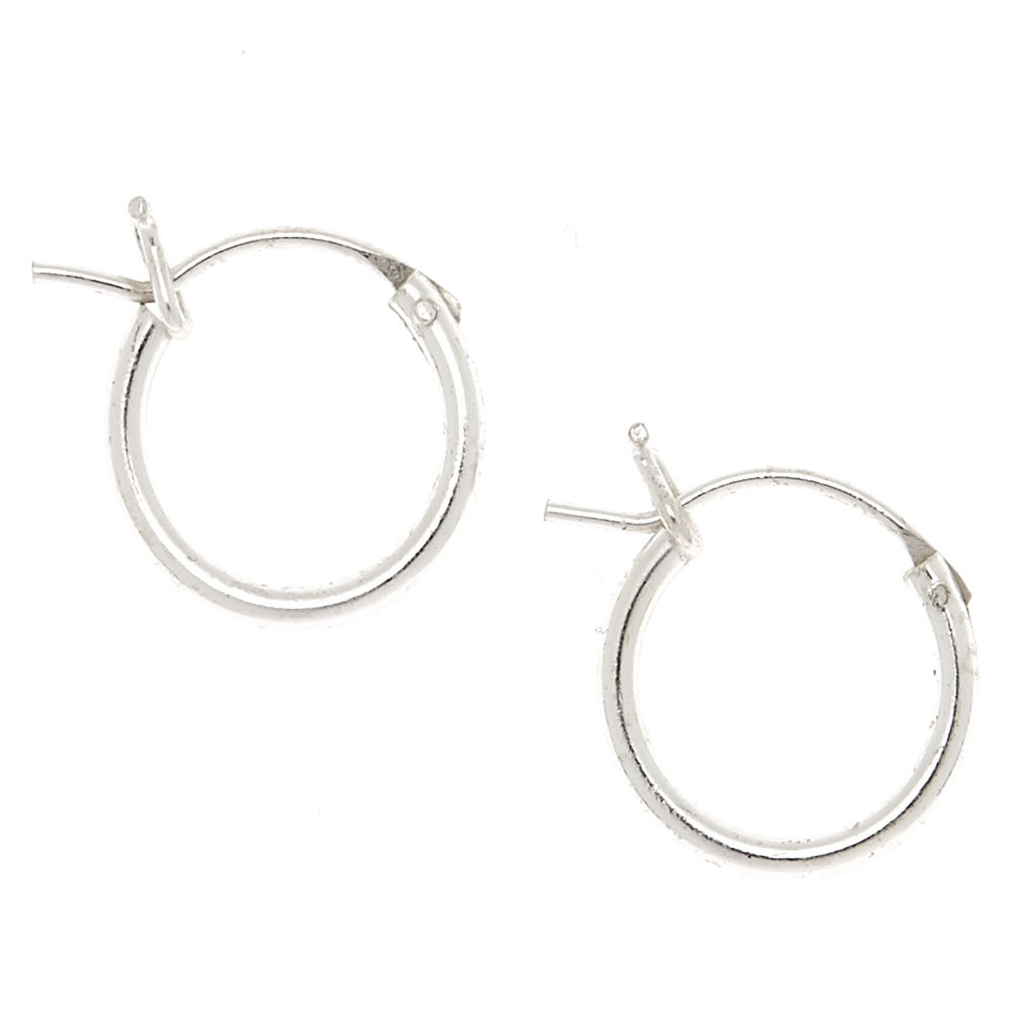 Small silver top hinged hoop earrings