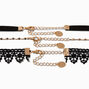 Gold-tone Cross &amp; Lace Choker Necklaces - 3 Pack,