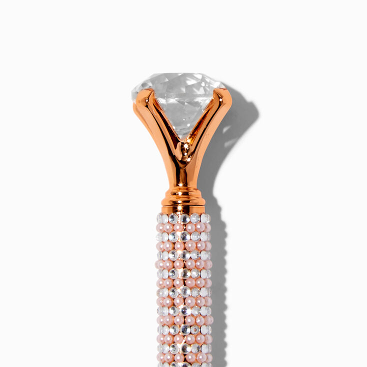 Diamond Top Pearl Studded Pen - Rose Gold,