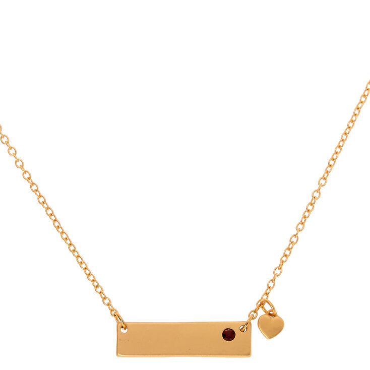 Gold January Birthstone Bar Pendant Necklace - Garnet,