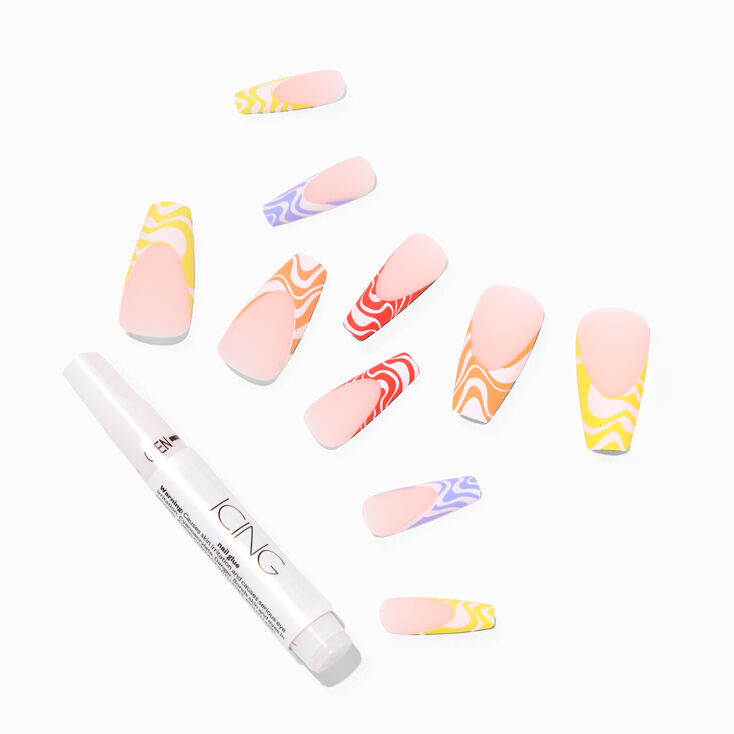 Multicolored Swirl Tip Squareletto Vegan Faux Nail Set &#40;24 pack&#41;,