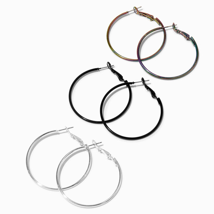 Mixed Metal 40MM Hoop Earrings - 3 Pack,