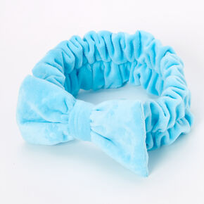 Blue Plush Makeup Bow Headwrap,