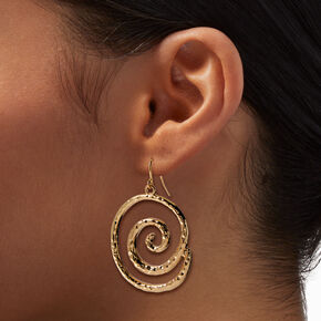 Gold-tone Textured Swirl 2&quot; Drop Earrings,
