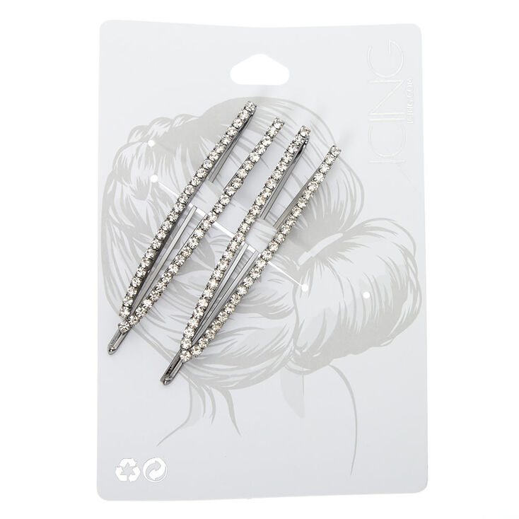 Hematite Rhinestone Open Bobby Pins - 2 Pack,