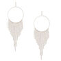 Silver Rhinestone 4.5" Fringe Drop Earrings,