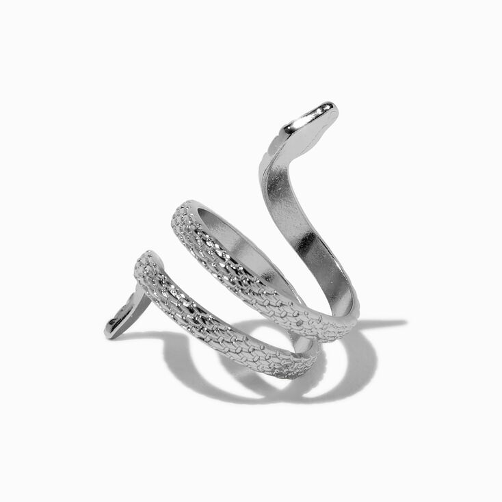 Silver-tone Textured Wrap Snake Ring,