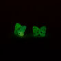 Sterling Silver Pastel Glitter Glow in the Dark Butterfly Stud Earrings,