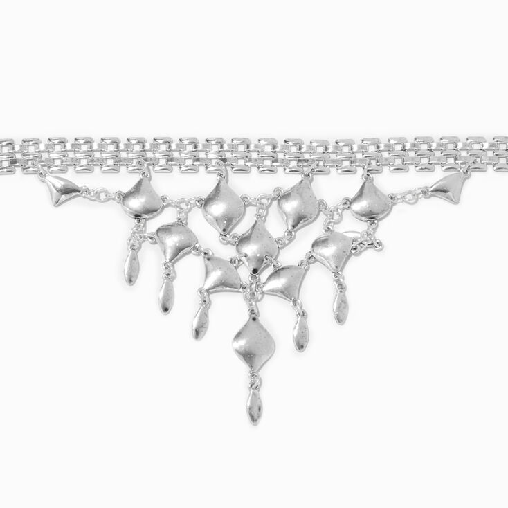 Silver Drip Bib Choker Necklace,