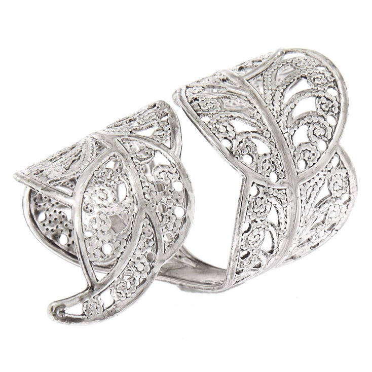 Silver Filigree Leaf Wrap Ring,