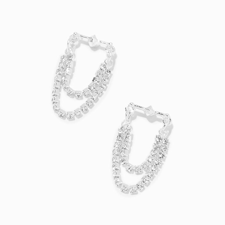 Silver Crystal Swag Stud Earrings,
