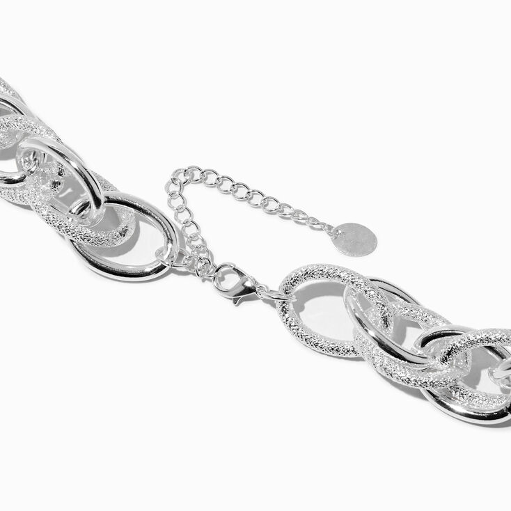 Silver-tone Mega Textured Extended Length Chain Necklace,