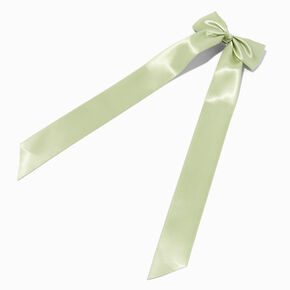 Sage Green Satin Long Tail Bow Hair Clip,