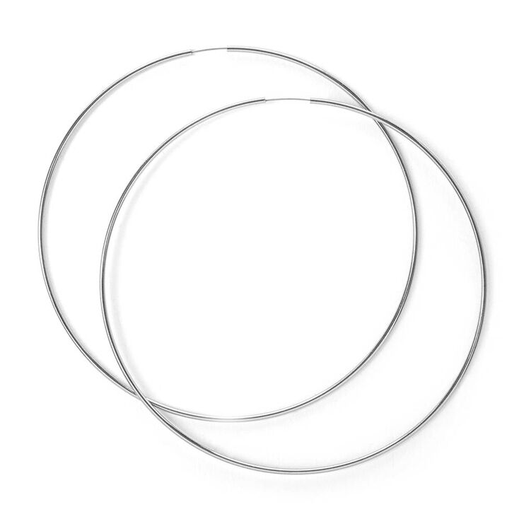 80MM Silver Wire Hoop Earrings,