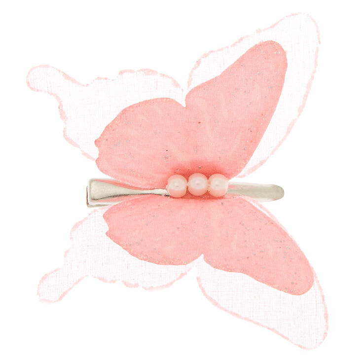 Chiffon Butterfly Hair Clip - Pink,