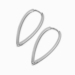 Silver-tone Pointed 40MM Clicker Hoop Earrings,