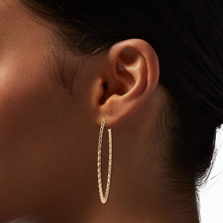 Icing Select 18k Gold Plated Twisted 60MMl Hoop Earrings,