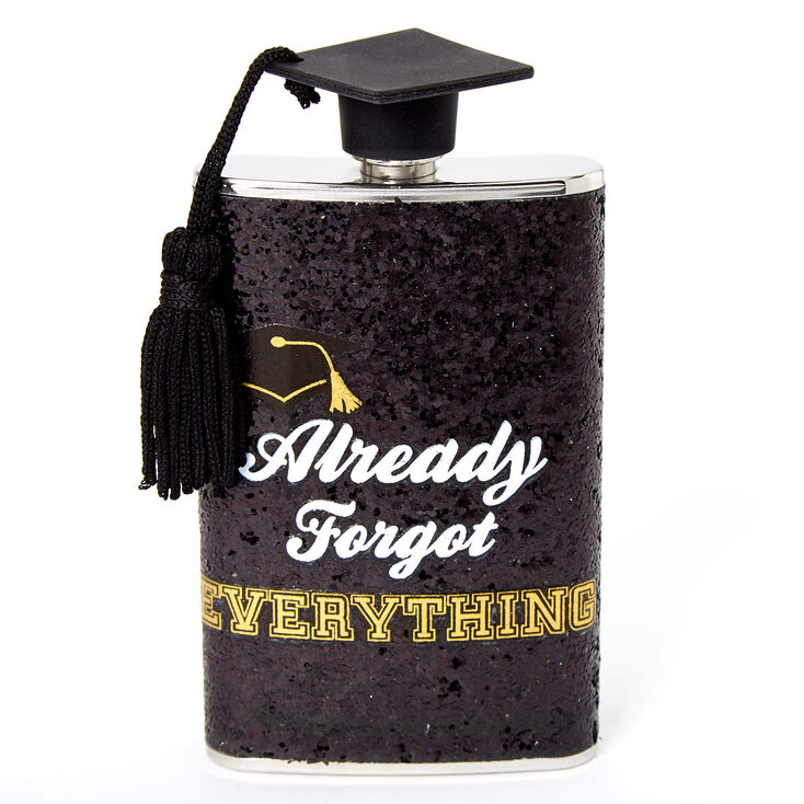 Already Forgot Everything Graduation Flask - Black,