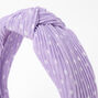 Polka Dot Pleated Knotted Headband - Lilac,