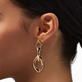 Gold-tone Oval Chain Link 2&quot; Drop Earrings,