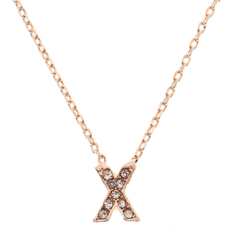 Rose Gold Studded "X" Initial Necklace,