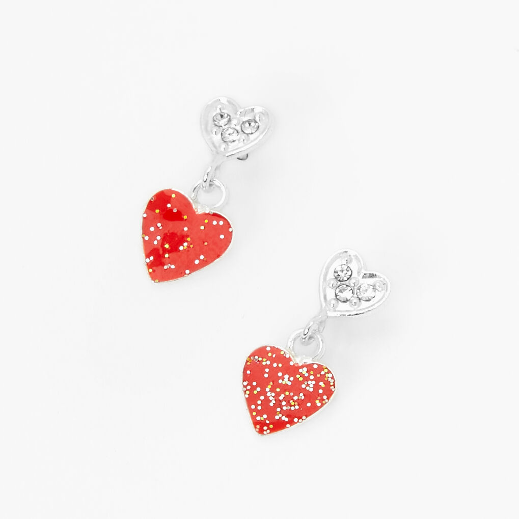 Red Drop Heart Earrings