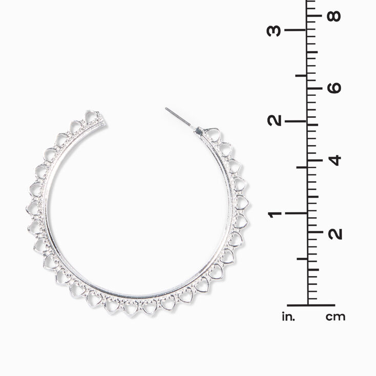 Silver 60MM Sunburst Hoop Earrings,