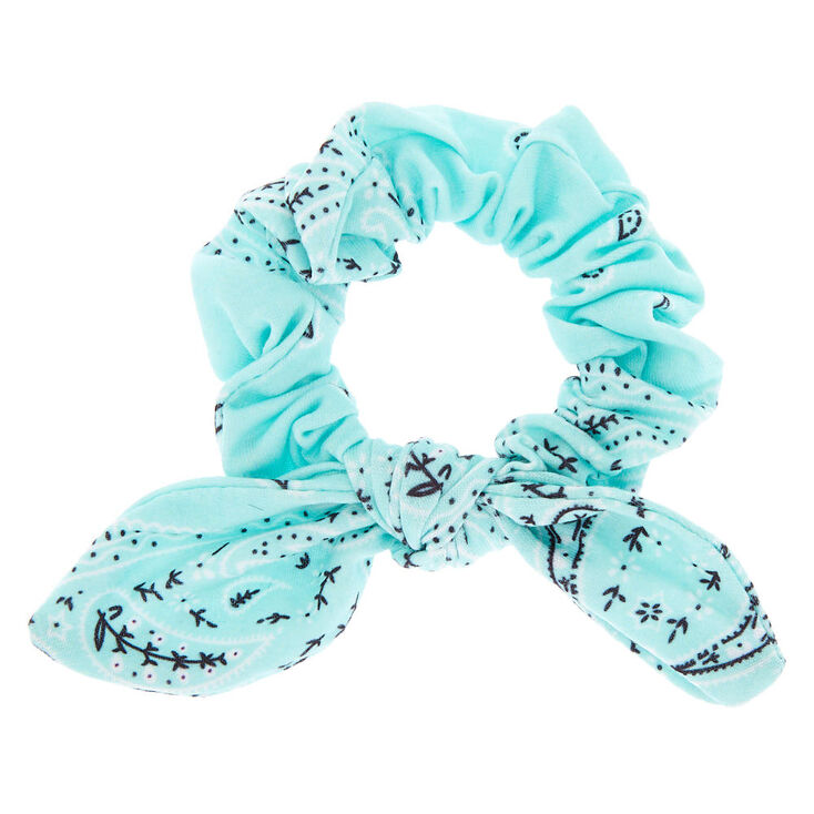 Bandana Knotted Bow Hair Scrunchie - Mint,