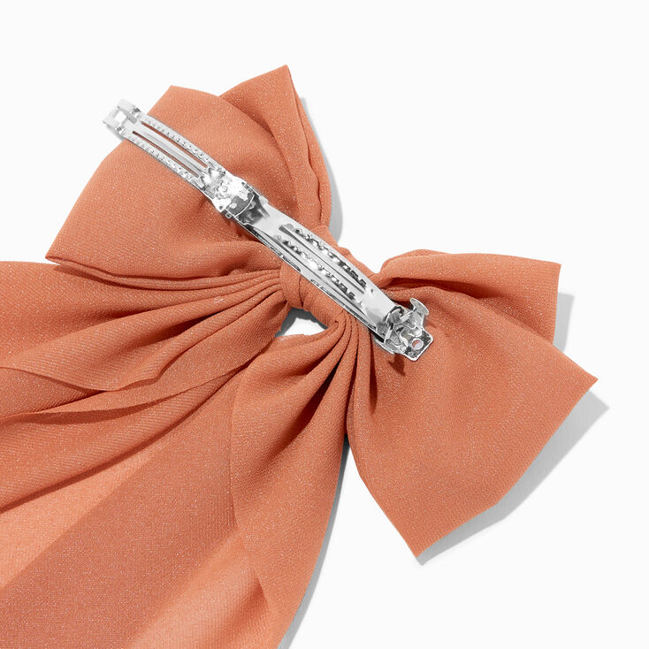 Caramel Brown Sheer Long Tail Hair Bow Clip,