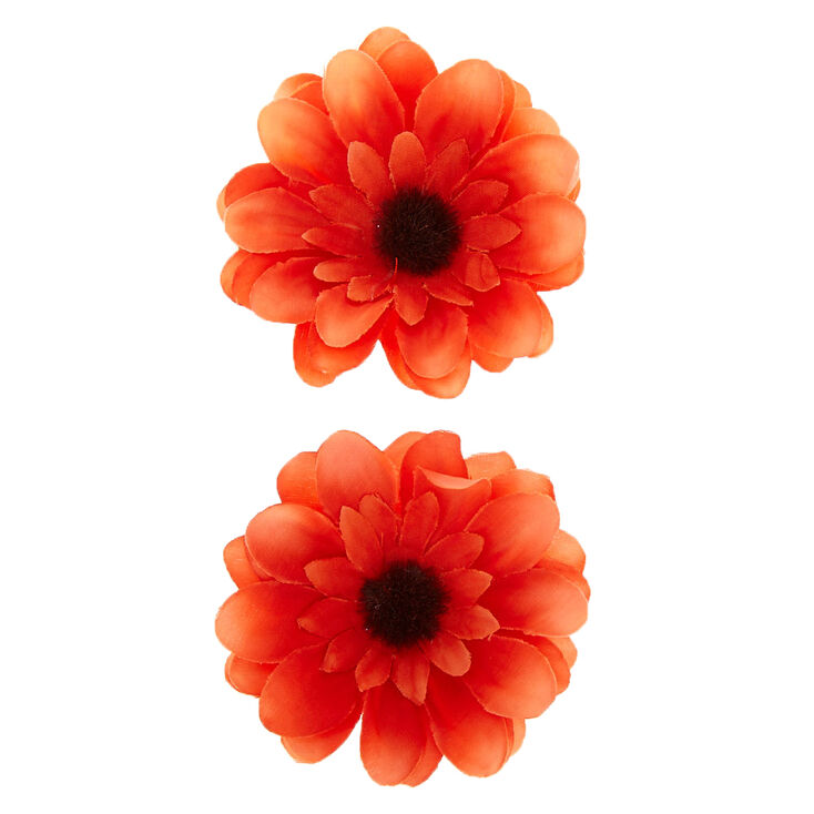 Sunflower Hair Clips - Orange, 2 Pack,