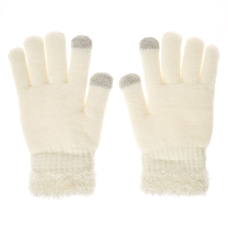 Ivory Fuzzy E-Tip Gloves,