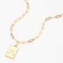 Gold Rectangle Zodiac Symbol Pendant Necklace - Libra,