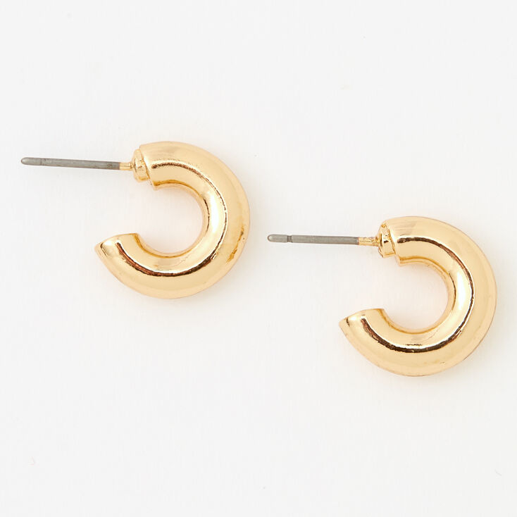 Gold 10MM Tube Open Hoop Earrings,