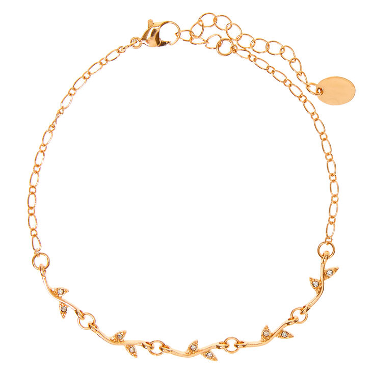 Gold Crystal Leaf Chain Anklet,