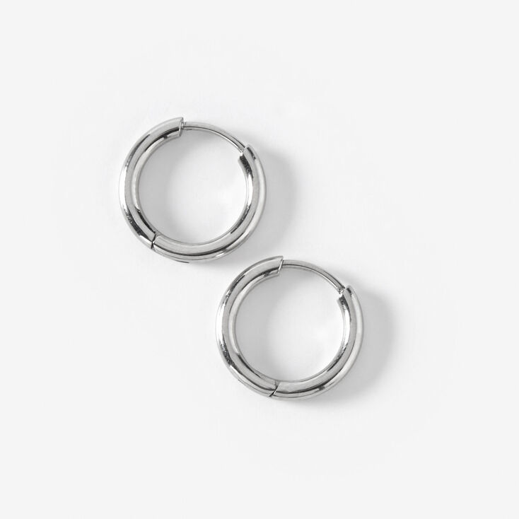 Titanium Silver 10MM Tube Hoop Earrings,